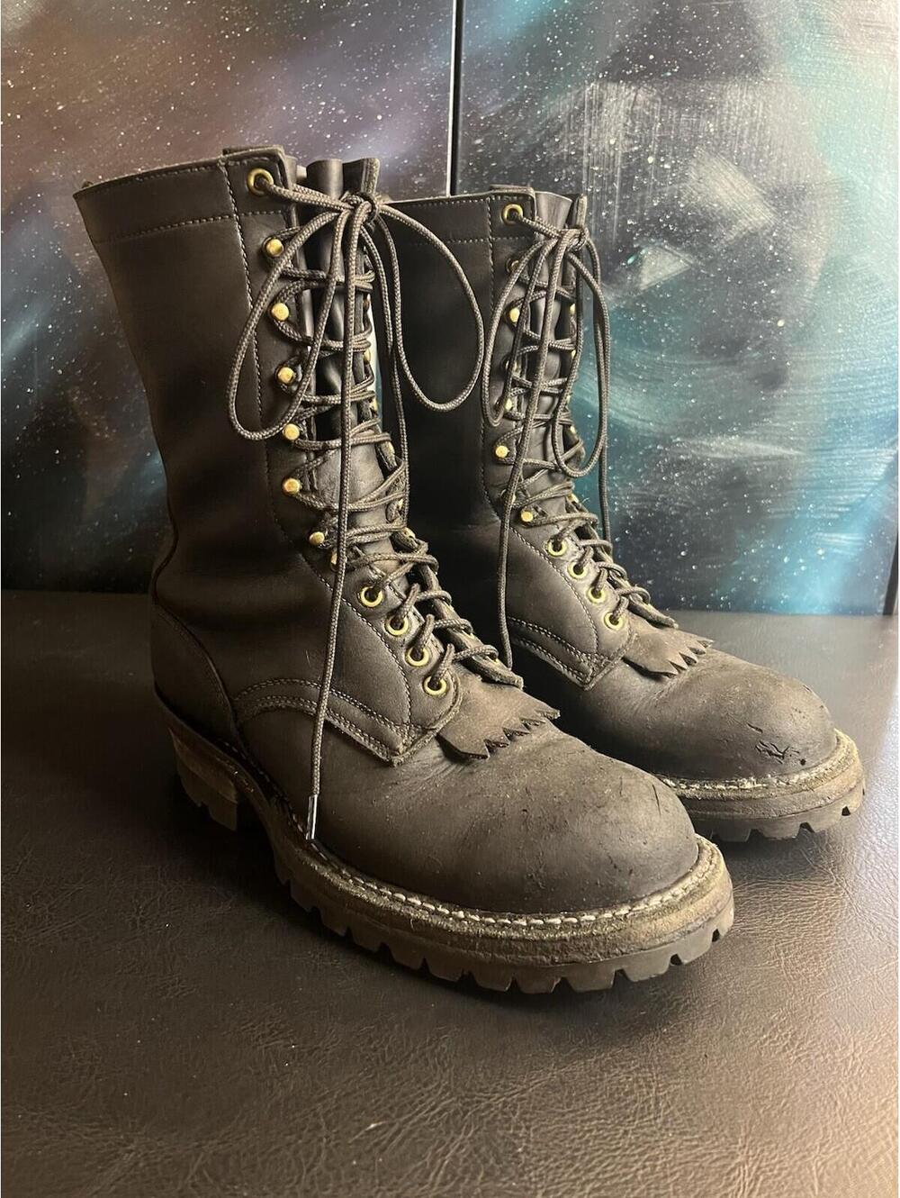 VTG Whites Boots Mens 9 F Leather Legends Spokane Black Smokejumper Steel Toe